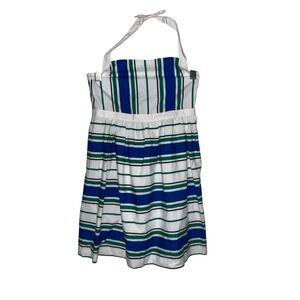 Janie And Jack Striped Poplin Halter Dress Meadow Green Stripe‎ Girls Size 5